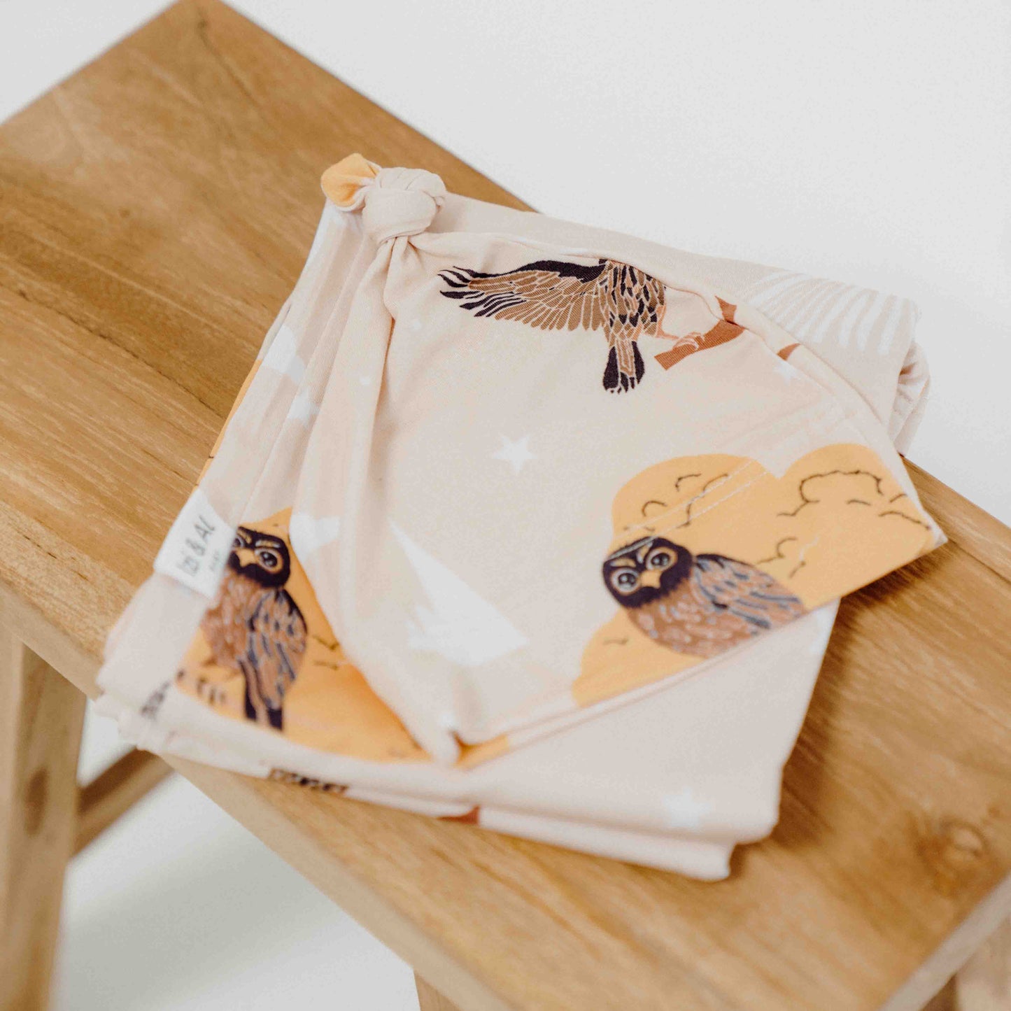 Owl & Mountains -Top Knot Beanie