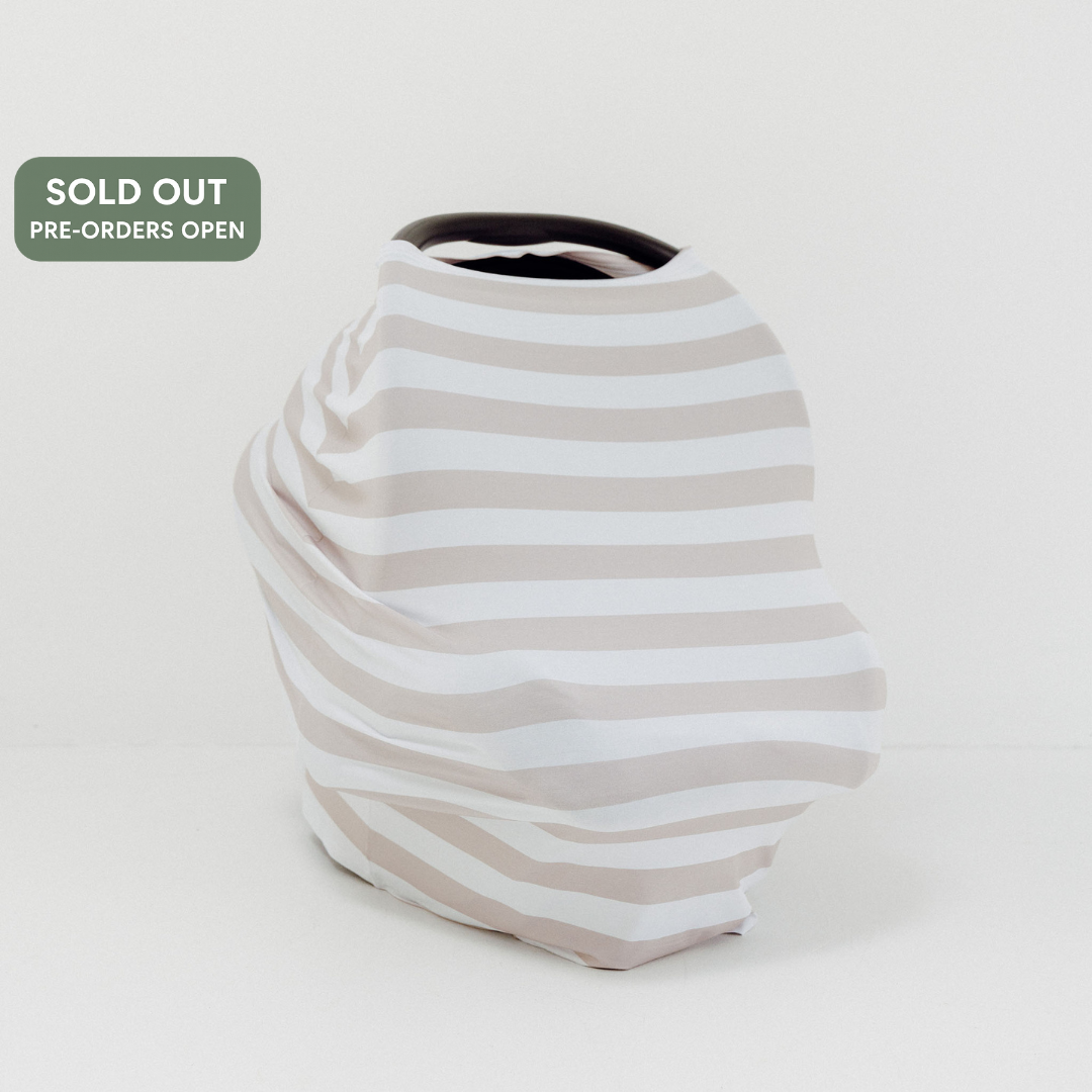 Seashell Stripe Beige 6-In-1 Multi-Use Capsule Cover | Includes Free Top Knot Beanie | Pre-Order