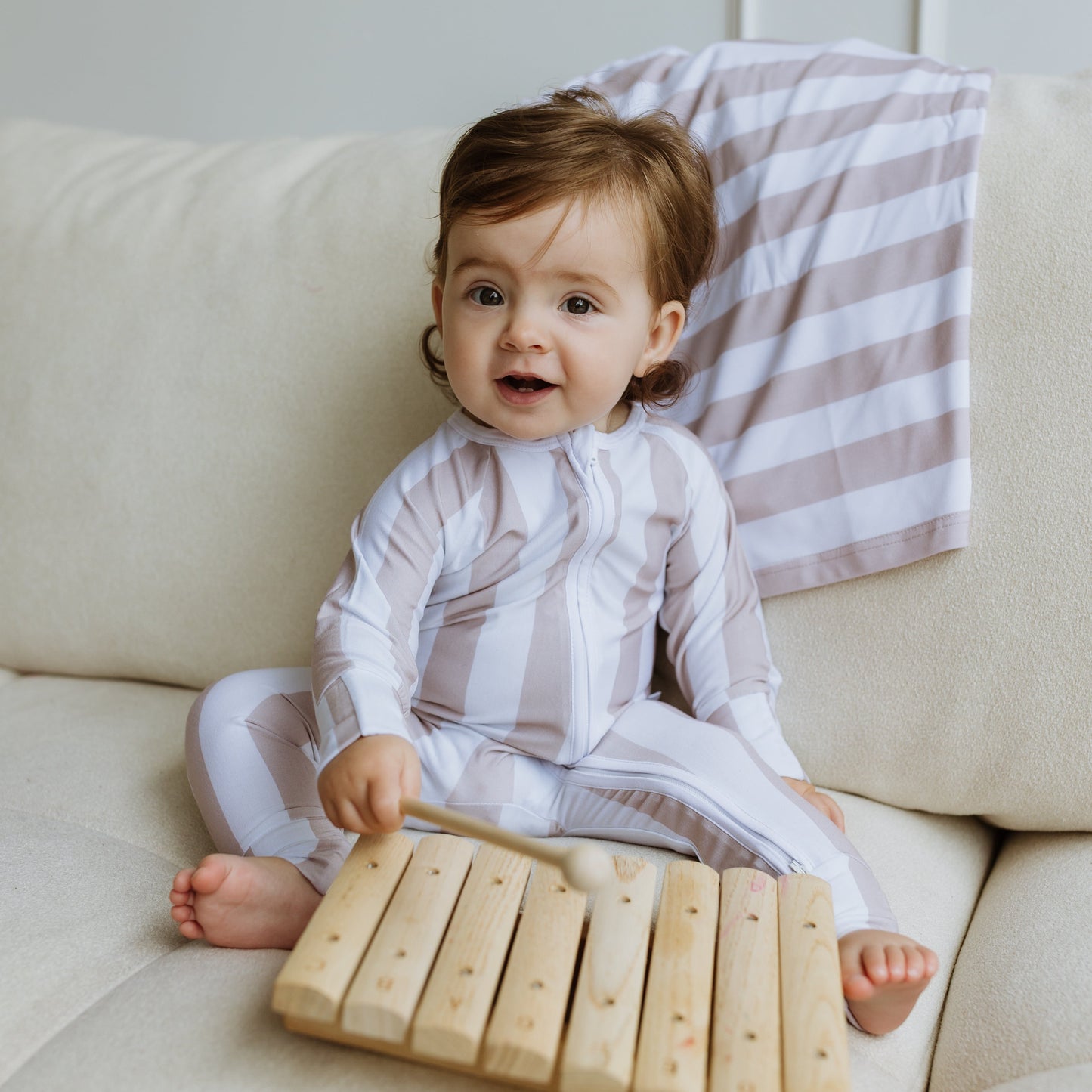 Seashell Stripe Bamboo Onesie