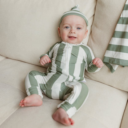 Sage Stripe Bamboo Onesie
