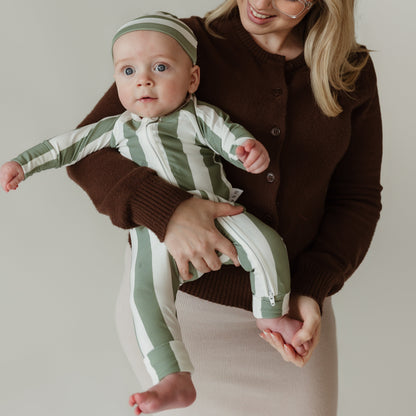Sage Stripe Bamboo Onesie