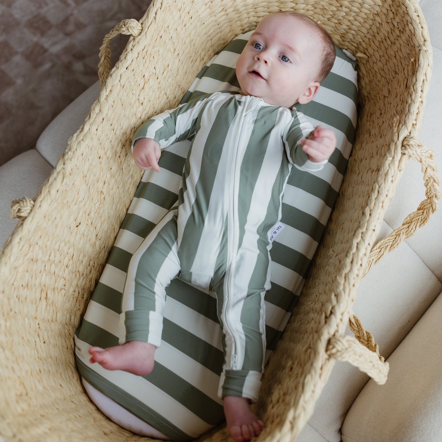 Sage Stripe Bamboo Onesie