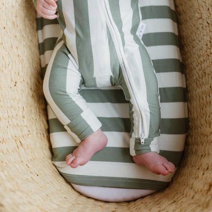 Sage Stripe Bamboo Onesie