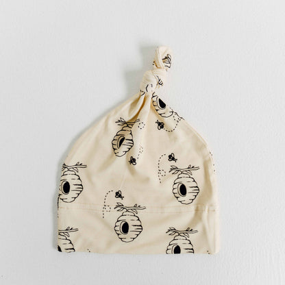 Honey & Hive Yellow Top Knot Beanie