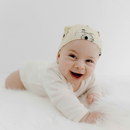 Honey & Hive Yellow Top Knot Beanie