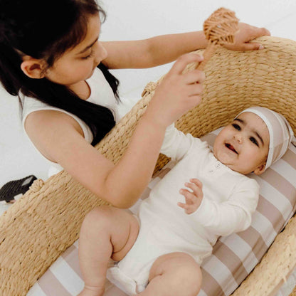 Seashell Stripe Beige 6-In-1 Multi-Use Capsule Cover  | Includes Free Top Knot Beanie | Pre-Order