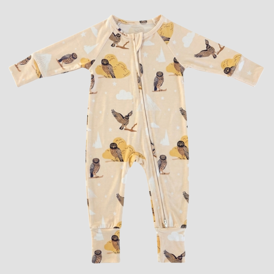 Owl & Mountains Bamboo Onesie UPF 50+ (Pre-Order)