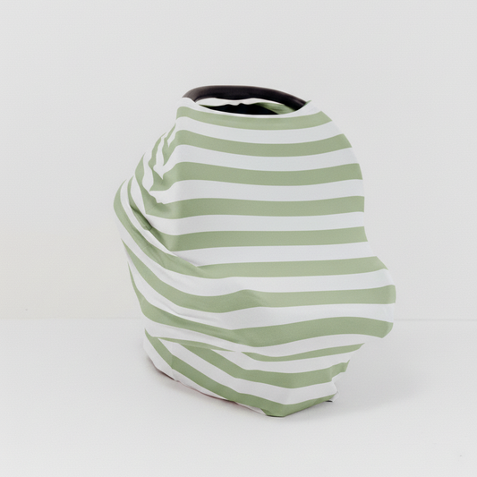 Sage Stripe 6-In-1 Multi-Use Cover  | Includes Free Top Knot Beanie