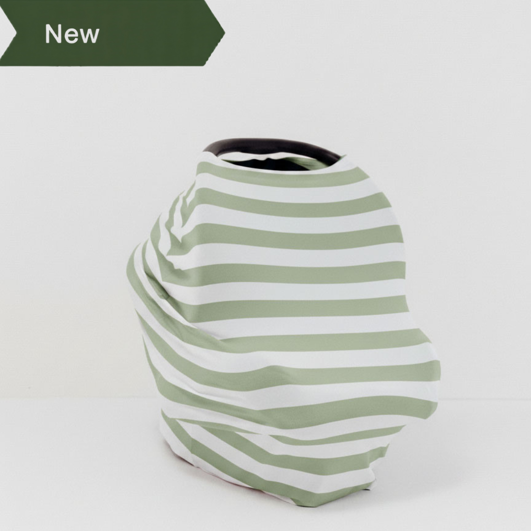 Sage Stripe 6-In-1 Multi-Use Cover  | Includes Free Top Knot Beanie