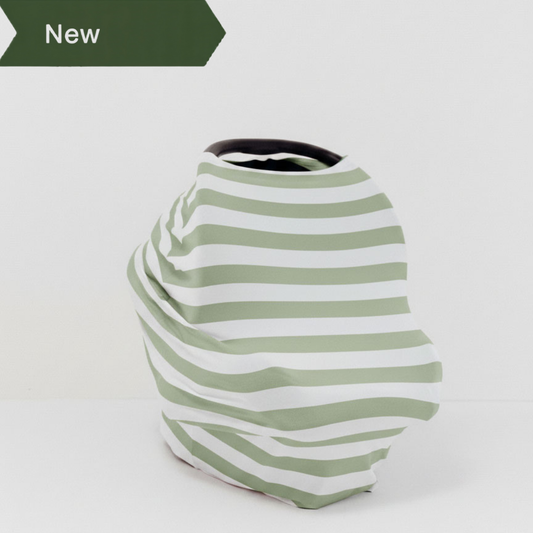 Sage Stripe 6-In-1 Multi-Use Cover  | Includes Free Top Knot Beanie